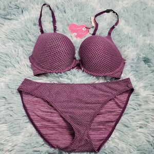 VS Purple Perfect Shape Demi Lined Bra & Hiphugger